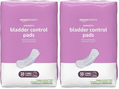 Amazon Basics Incontinence Pads for Women, Long, Ultimate Absorbency, 30 Count