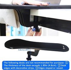 Deluxe 2pc Black Armrest Extender, Ergonomic Wrist Support Desk/Chair Mount