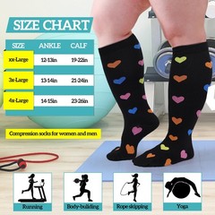 4 Pairs Plus Size Compression Socks Wide Calf for Women 20-30 Mmhg Knee High …