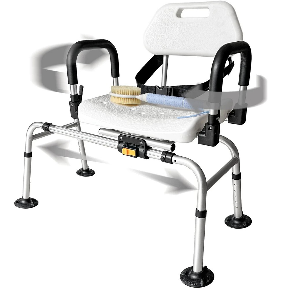 DMI 360° Swivel Shower-Chair for Elderly 360lb Tub Transfer Bench w Padded Arms