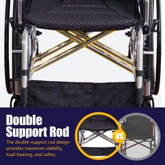 Aluminum Alloy Transport Wheelchair. 20″ Seats. With front and Rear Locking Hand