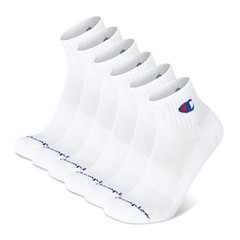 Men’s Cushioned Quarter Socks-Pack – Moisture-Wicking Athletic 6-12 6 White