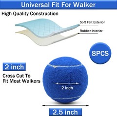 SHYUJAJIE 4 PCS Precut Walker Tennis Balls for Furniture 4 Pack, Dark Blue