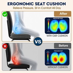 Seat Cushion – Memory Foam Sitting Pillow for Office Chair, Car Seat, Airplan…