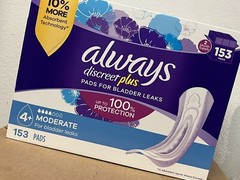 Always Discreet plus Incontinence Pads for Women, Moderate, 153 ct.