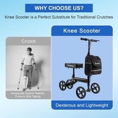 BlessReach Steerable Knee Walker Deluxe Medical Scooter for Foot Injuries Compac