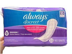 Always Discreet Postpartum/Bladder Leak Pads #6 33 Ct Extra Heavy No Leaks/Odor