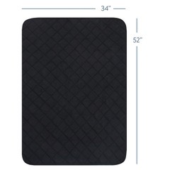 34 x 52 Washable Incontinence Bed Pad, Black, Reusable Waterproof Underpad