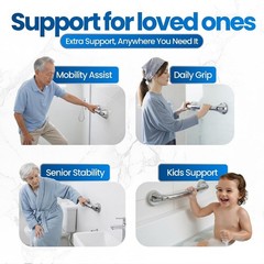 Changing Lifestyles Chrome Suction Cup Grab Bar – 12” Safety Assist Handle