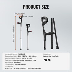Non-Slip & Lightweight Forearm Crutches – Ideal for Post-Surgery Rehabilitation