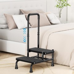 2 Step Stool with Handle for Elderly, Heavy Duty Step Stool with Adjustable H…