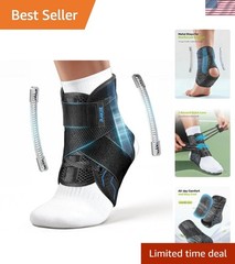 Quick Lace Up Ankle Brace with 2 Metal Support Stays, Breathable Stabilizer f…