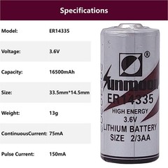 5Pcs ER14335 SUNMOON 2/3AA 3.6V 1650mAh PLC Battery Non-rechargeable Battery New