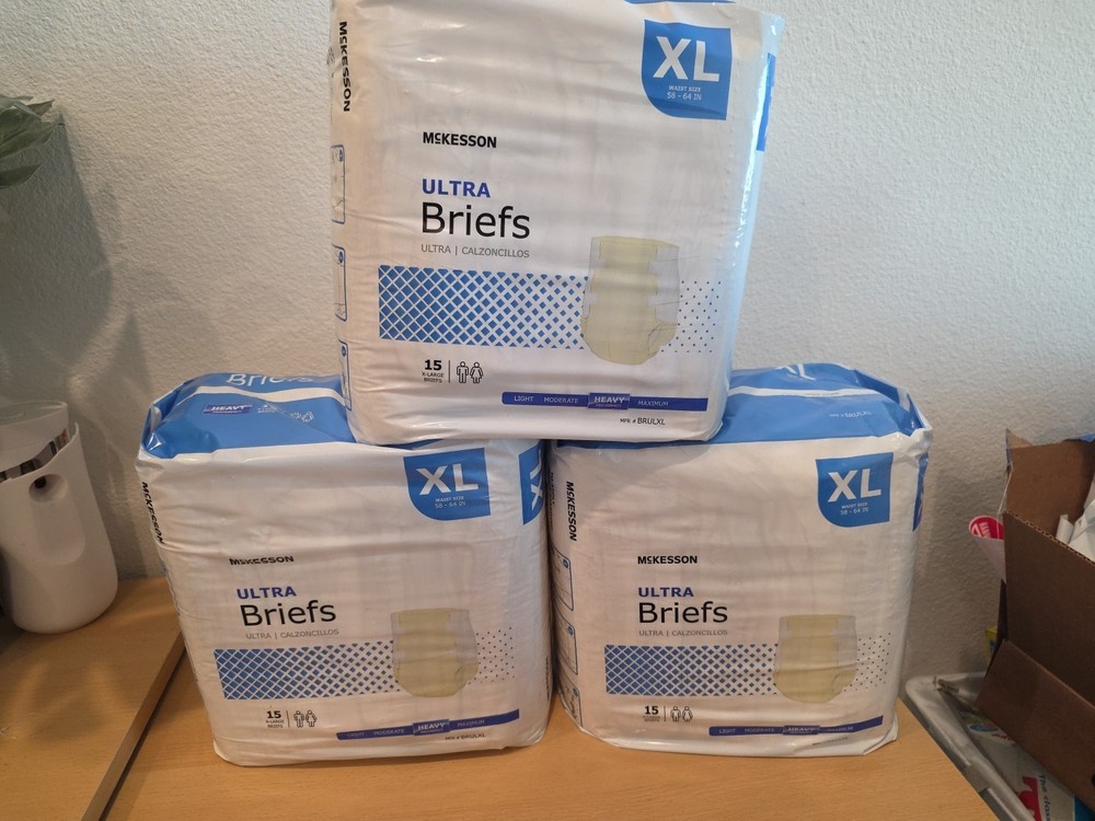 3 Packs McKesson Ultra 15 XL Heavy Absorbency Briefs – 45 Total – New