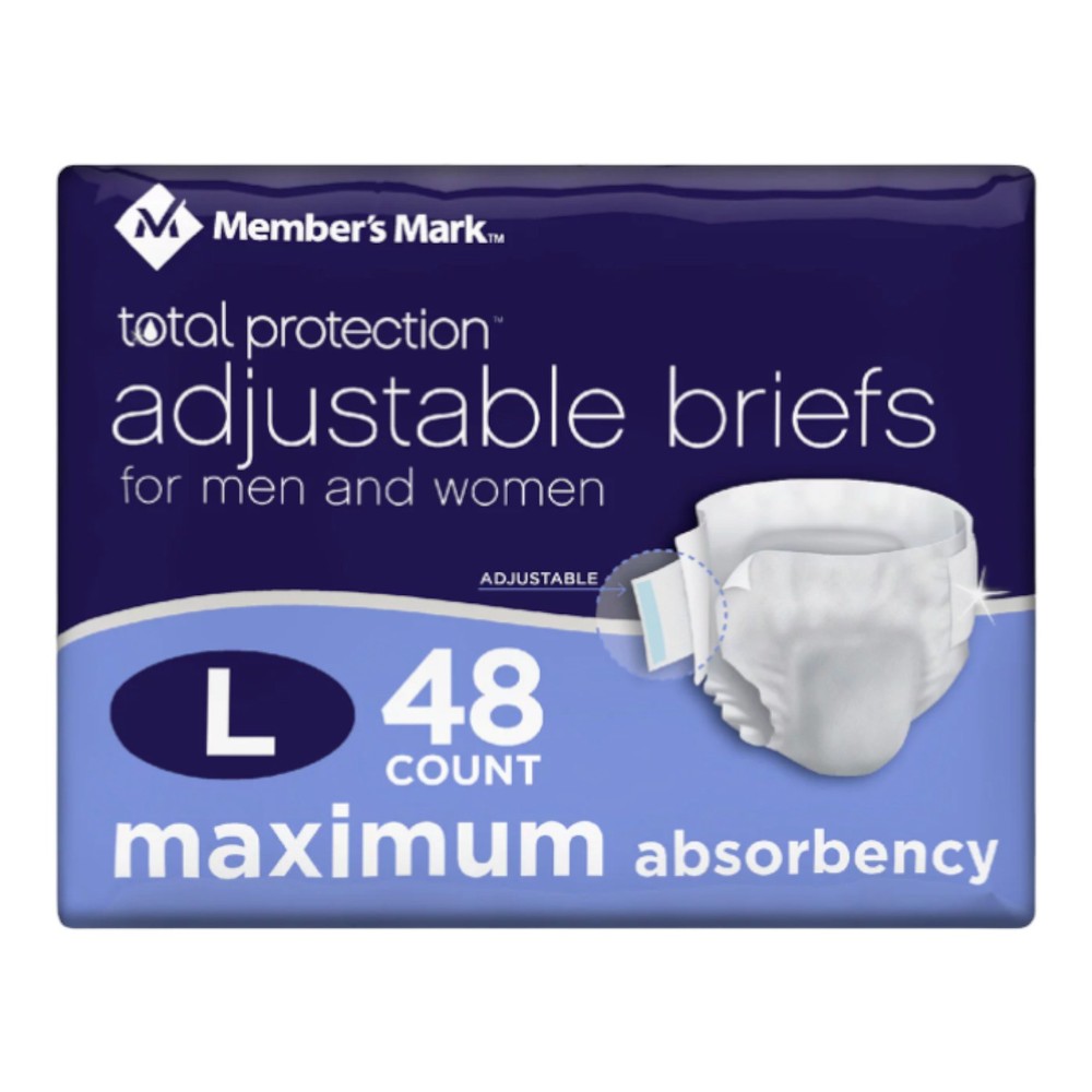 Member’s Mark Total Protection Adult Briefs for Men & Women, Large (48 ct.)