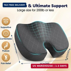 TushGuard Seat Cushion – Memory Foam Sitting Pillow for Office Chair, Car Seat,