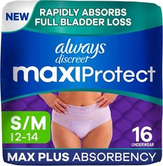 Always Discreet MaxiProtect Incontinence Women Underwear, S/M-XXL Max Absorbency