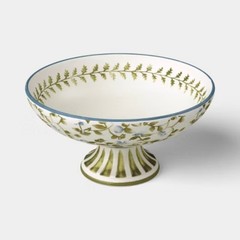 10″ Floral Painted Ceramic Footed Bowl Blue/Green