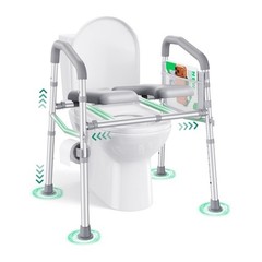 POPWISE Toilet Frame 500 lb, Adjustable Height/Width, Anti-Wobble, Tool-Free