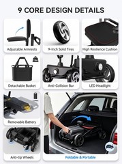 Lightweight Mobility Scooters for Seniors Removable Battery & Quick Fold Design
