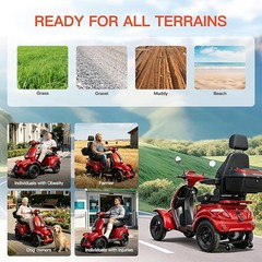 4 Wheel Mobility Scooter 1000W for Seniors & Adults 37 Miles Disc brake 500 LBS