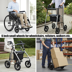 4 Pack 8 Inch Walker Wheels Replacement, Solid Wheelchair Front Wheels Anti-Slip