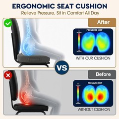 Large Grey Memory Foam Sitting Pillow – Ideal for Office, Travel & Pain Relief
