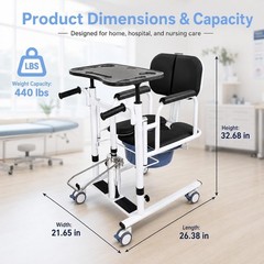 6 IN 1 Hydraulic Patient Lift Transfer Chair 440 Lbs Transfer Nursing Chair