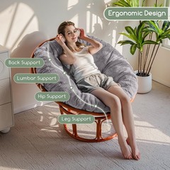 HIGOGOGO Papasan Chair Cushion with Corduroy Cover (Without 48inch, Grey