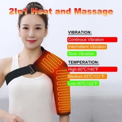 Cordless Portable Shoulder Heating Pad & Massager, Heating Vibration Shoulder