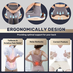 Car Seat Cushion and Lumbar Support Pillow, Memory Foam Ergonomic Back Support D