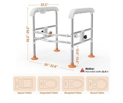 SPECILITE Heavy Duty Toilet Safety Rails Adjustable Foldable LED Handles 665lb