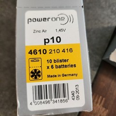 Powerone Hearing Aid Battery Size P10 – 6 batteries/pack X 10 = 60 Batteries