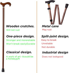 Handmade Wooden Walking Cane for Men and Women Ergonomic Wood Cane
