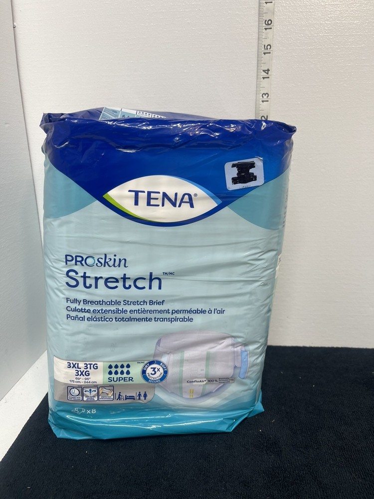 TENA Pro Skin Stretch Adult Briefs Super Heavy Absorbency 3XL Brief QTY 8