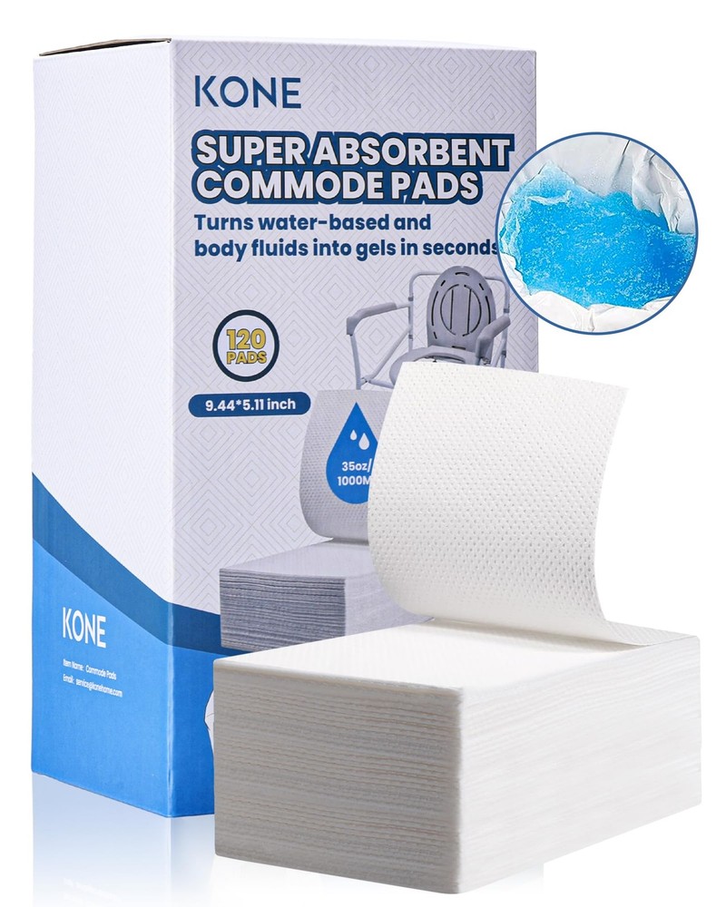 KONE 120 Count Super Absorbent Commode Pads, Disposable Toilet Pads for Adult…
