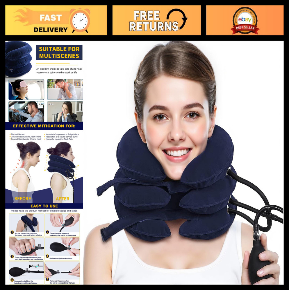 Adjustable Neck Stretcher & Cervical Traction Device for Pain Relief – Home Use