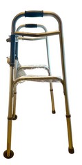 Guardian 2-Wheel Folding Adjustable Height Aluminum Walking Frame Silver Gray
