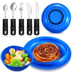 2 Sets Adaptive Utensils Elderly Spill Proof Bowl Plate Bendable Cutlery Set