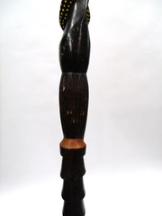 43″ Hand Carved Painted Wood Walking Stick Cane Warrior Wood Bearded Snake Man