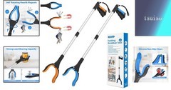 34″ Heavy-Duty Grabber Reacher Tool 2-Pack: Foldable with 360° Rotating Head