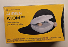 Audien Atom One OTC Hearing Aids Wireless, Rechargeable, Beige