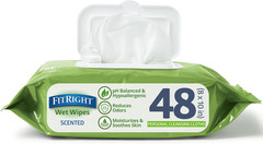 Fitright Aloe Personal Cleansing Cloth Wipes, Scented, Pack of 48, 8 X 10 Inch A