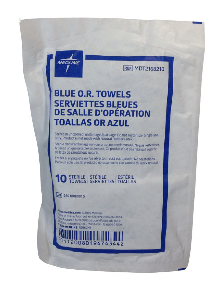 Medline MDT2168210 Deluxe Sterile Disposable Surgical Towels Blue – 10 Pack