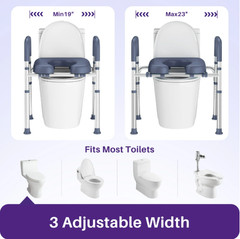 KEKOY Raised Toilet Seat with Handles 400lb Adjustable Height Blue