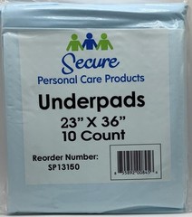 (QTY 150) Secure Personal Care Underpads 23″ X 36″ SP13150 15 packs of 10
