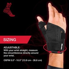 MUELLER Sports Medicine Adjust-to-Fit Thumb Brace, 1 Count (Pack of 1), Black