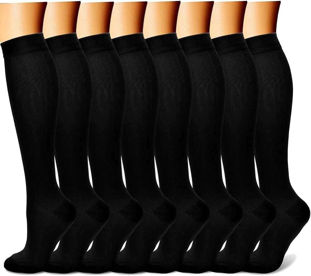 Compression Socks Unisex Men Women Circulation 15-20 Mmhg 8 Pairs New Condition