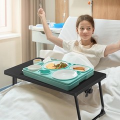 Adjustable Overbed Bedside Table, Hospital Bed Table with Wheels, Portable Ro…