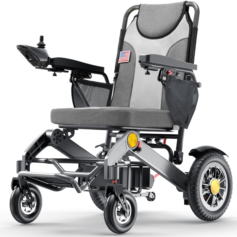30 Mile Range Foldable Electric Wheelchairs for Adults & Seniors, Gray